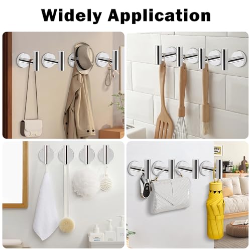 Livabber Bathroom Towel Hooks, 304 Stainless Steel Robe Shower Hooks Wall Mounted, Heavy Duty Towel Hangers for Bathroom Kitchen Bedroom (6 Pack, Chrome) - color: Chrome, size: 6 Pack