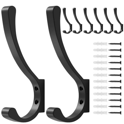 saffruff 8-Pack Wall Mount Coat Hooks, Heavy Duty Metal Hooks for Hanging Clothes, Backpack, Bag,Towel & Jacket, Strong 30 lbs Hold Closet Hanger, Black - size: 8 Pack