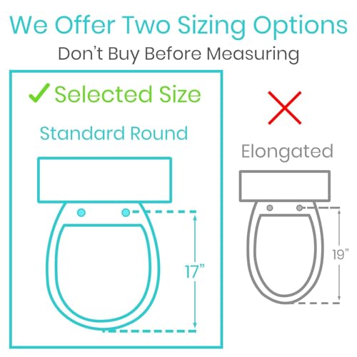Vive Raised Toilet Seat Riser for Seniors (with Handles) - Handicap Rail | Grab Bar Seat for Over Toilet - Elevated Safety for Elderly, Disabled, Medical - Standard - size: Standard