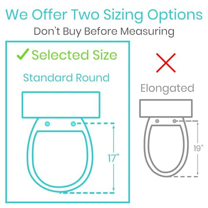 Vive Raised Toilet Seat Riser for Seniors (with Handles) - Handicap Rail | Grab Bar Seat for Over Toilet - Elevated Safety for Elderly, Disabled, Medical - Standard - size: Standard