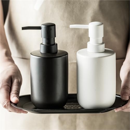 Lotion Dispenser Matte Soap Dispenser Ceramic Lotion for Bathroom Countertop Dish Soap Pump - color: Matte White, size: Circular