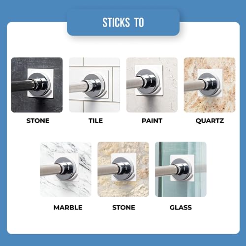 Adhesive Shower Curtain Rod Holder | Rod Retainer | No Drilling | Stick On | 3M Adhesive | Cream | 2 Pack | Shower Curtain Rod Not Included | - color: Cream, size: Small