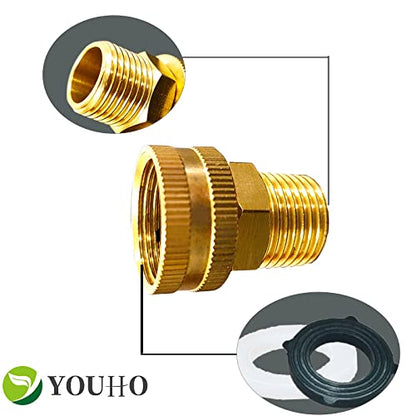 YOUHO Brass Garden Female Hose Fitting Connector, 3/4 GHT Female x 3/4 GHT Male, Garden Hose Connectors Garden Pipe Joint Extension Repair Fitting 2PCS - size: 3/4GHT(M) to 3/4 GHT(F)2pcs