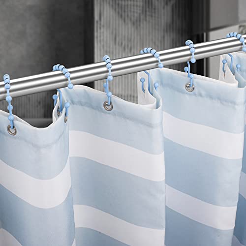 Titanker Shower Curtain Hooks, Rust Resistant Shower Curtain Rings for Bathroom, Metal Double Glide Shower Hooks Hangers for Bathroom Shower Rods Curtains, Set of 12 Hooks - Blue - color: Blue, style: Modern