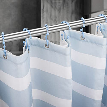 Titanker Shower Curtain Hooks, Rust Resistant Shower Curtain Rings for Bathroom, Metal Double Glide Shower Hooks Hangers for Bathroom Shower Rods Curtains, Set of 12 Hooks - Blue - color: Blue, style: Modern