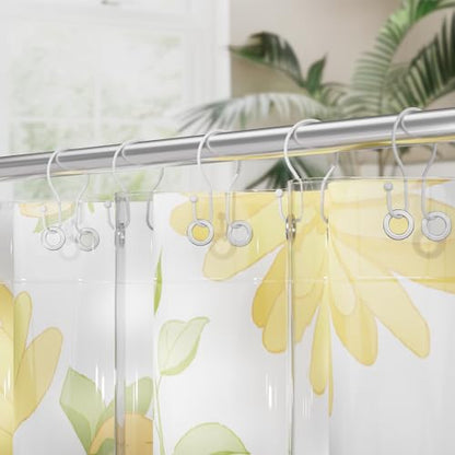 AmazerBath White Shower Curtain Hooks, Shower Curtain Rings, Simple Double Shower Curtain Hooks Rust Proof, Metal Smooth Glide Shower Hooks for Shower Curtain Rod, 12 Pcs Shower Rod Hooks - color: White, style: Minimalist - Double Shower Hooks