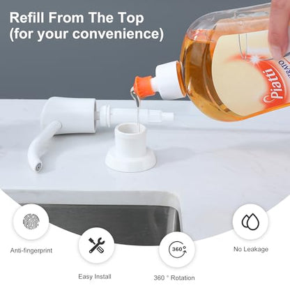 GAGALIFE Soap Dispenser for Kitchen Sink, Kitchen Sink Soap Dispenser with 17 Ounce Large Pet Soap Bottle, in Sink Soap Dispenser Refill from The Top, White - color: White