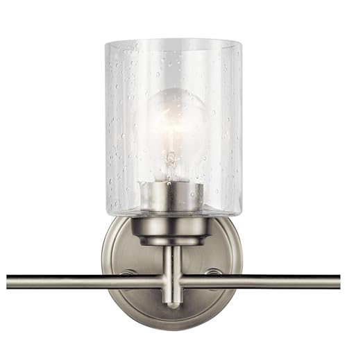 Kichler Winslow 21.5" Vanity Light in Brushed Nickel, 3-Light Transitional Bathroom Light with Clear Seeded Glass. (21.5" W x 9.25" H), 45886NI | Clear seeded glass vanity light for bathroom mirrors (21.5" x 9.25" x 12"), 45886NI - color: Brushed Nickel,