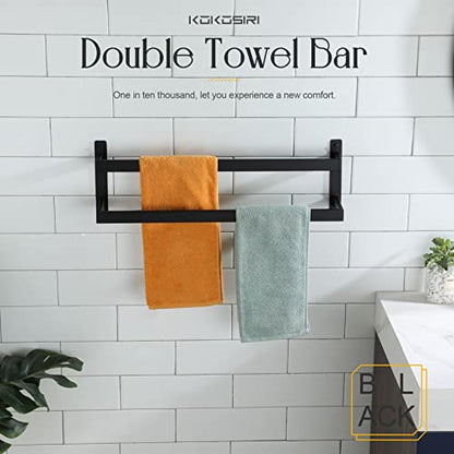 KOKOSIRI Towel Bars Black Bath Towel Holders 24-Inch Bathroom 2-Tiers Ladder Towel Rails Wall Mounted Towels Shelves Rack Stainless Steel, B5008BK-L24 - color: Matte Black, size: 24-Inch