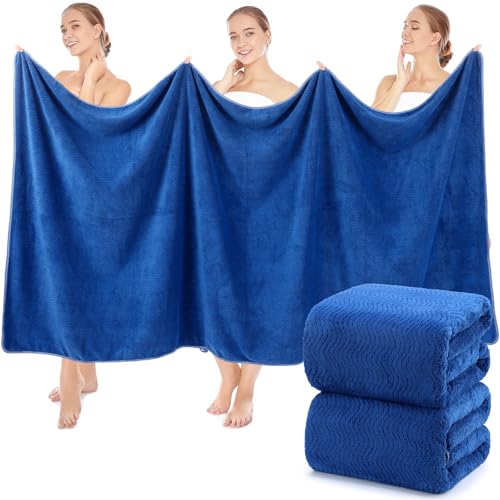 SmoothNovelty 2 Pcs Oversized Bath Towels 40 x 80 Inch, Extra Large Bath Sheets Microfiber Lightweight & Quick Dry, Jumbo Shower Towels for Adults Beach, Gym, Pool, Spa, Travel (Navy Blue) - color: Navy Blue