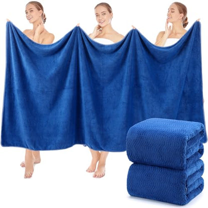SmoothNovelty 2 Pcs Oversized Bath Towels 40 x 80 Inch, Extra Large Bath Sheets Microfiber Lightweight & Quick Dry, Jumbo Shower Towels for Adults Beach, Gym, Pool, Spa, Travel (Navy Blue) - color: Navy Blue