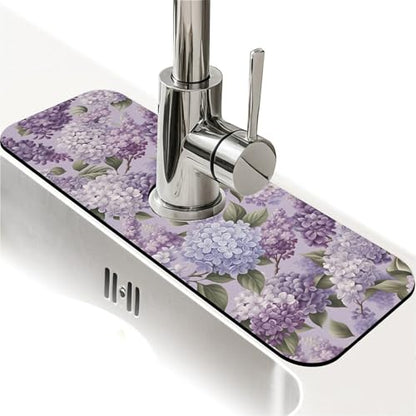 Faucet Fast Absorbent Pad - Lavender Lilac Hydrangea , Suitable For Kitchen, Bathroom, Island And Other Scenes - color: Lavender Lilac Hydrangea