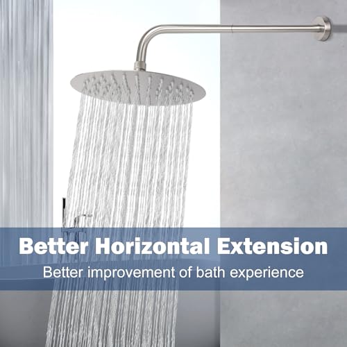 NearMoon Shower Arm, Extra Extension Arm with Flange, Stainless Steel Wall-Mounted Showerhead Extender Pipe (20 Inch, Brushed Nickel) - color: Brushed Nickel, style: 20 Inch