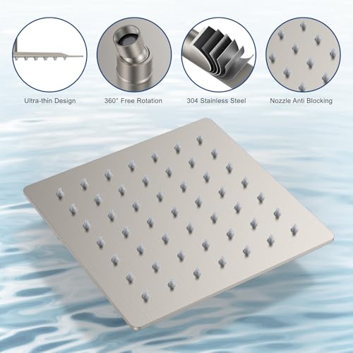 Rain Shower System 12" & 6" Dual Shower Heads Ceiling Shower Faucet Set | Ideal for bathroom remodels and upgrades with 12" rain shower, 6" angled shower, handheld spray and complete valve kit. - color: Brushed Nickel, size: Ceiling Mounted - 12"+6" Showe