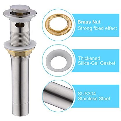 CREA Bathroom Sink Drain, Bathroom Sink Stopper with Drain Hair Catcher Pop Up Drain 1 1/2" for Bathroom Vanity Kitchen Sink with Overflow, Brushed Nickel - color: Brushed Nickel