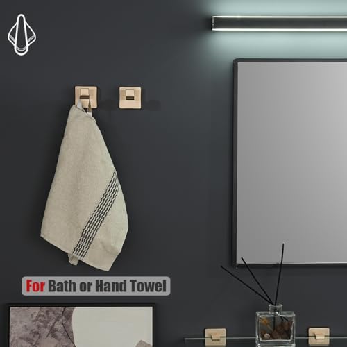 JQK Bathroom Towel Hook Champagne Bronze, Coat Robe Clothes Hook for Bathroom Wall Mounted (Pack of 2), SUS 304 Stainless Steel 0.8mm, TH250-CB-P2 - color: Champagne Bronze