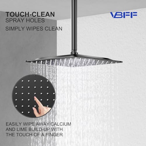 VBFF-Shower Head,rain shower head, 10 inch- Square Shower Head, 1.8 GPM Flow Rate, rainfall showerhead VBFF08(Matte Black) - color: Matte Black, size: 10 Inch