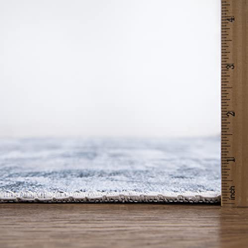 Bloom Rugs Washable Non-Slip 2x3 Rug - Blue/Gray Modern Abstract Area Rug for Living Room, Bedroom, Dining Room, and Kitchen - Exact Size: 2' x 3' - color: Blue / Gray, size: 2' x 3' (Rectangular)
