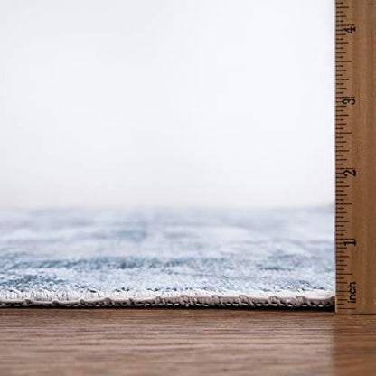 Bloom Rugs Washable Non-Slip 2x3 Rug - Blue/Gray Modern Abstract Area Rug for Living Room, Bedroom, Dining Room, and Kitchen - Exact Size: 2' x 3' - color: Blue / Gray, size: 2' x 3' (Rectangular)