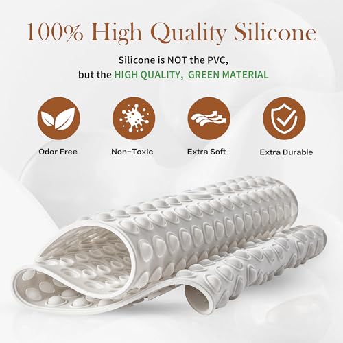 Bathtub Mat 27x15 Non Slip - White Silicone Pop It Bath Mat for Tub, Soft Cushioned Shower Mat with Strong Suction Cups, Small Oval for Inside Bathroom, White - color: 27x15"-white