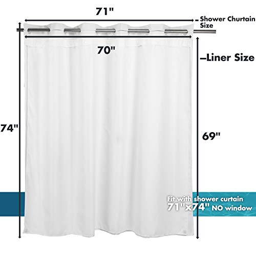 River Dream Snap in Shower Curtain Liner Replacement,Fit 71 x 74 No Window Shower Curtain (70 x 69, Fabric) - size: 70"W x 69"L (Pack of 1)