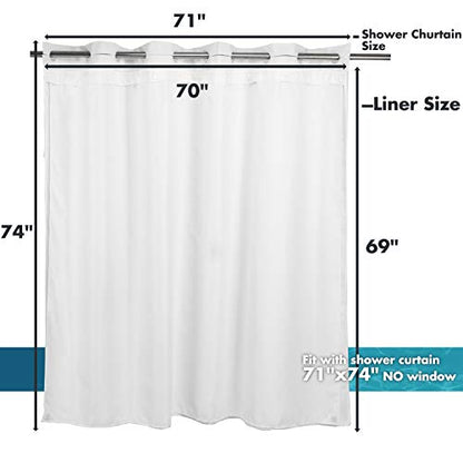 River Dream Snap in Shower Curtain Liner Replacement,Fit 71 x 74 No Window Shower Curtain (70 x 69, Fabric) - size: 70"W x 69"L (Pack of 1)