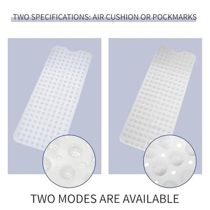 Non-Slip Bath Tub Mat, Extra Large 40x16 Inch Shower Mat with Suction Cups & Drain Holes, Quick Dry Soft Mat for Bathroom Floor Safety, Bubble Style, Clear - color: Clear