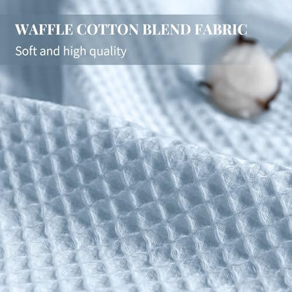 River Dream Cotton Blend Shower Curtain Set with Liner, Misty Blue, 54x80 | Waffle Weave, No Hook Needed, with Snap in Replacement Liner, Top Sheer Window, Hotel Quality Fabric for Bathroom - color: Misty Blue, size: 54"W x 80"L (Pack of 1)