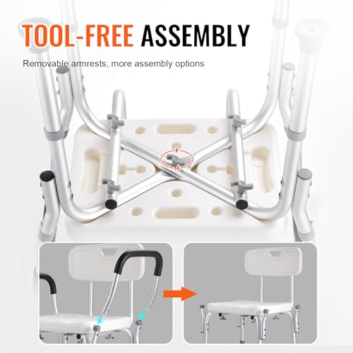 VEVOR Shower Chair, Shower Seat with Back, Adjustable Height Shower Stool, Shower Chair for Inside Shower Bathtub, Non-Slip Bathroom Bench Bath Chair for Elderly Disabled Handicap, 350 LBS Capacity - color: Shower Chair
