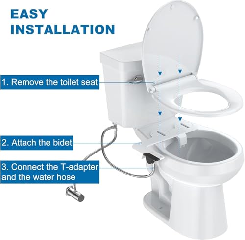 Ultra Slim Bidet Attachment for Toilet Seat, Dual Nozzle Rear and Feminine Wash, Self Cleaning Sprayer, Non Electric Bidet with Adjustable Water Pressure, Brass Inlet, Easy Installation - color: Gun Gray-12