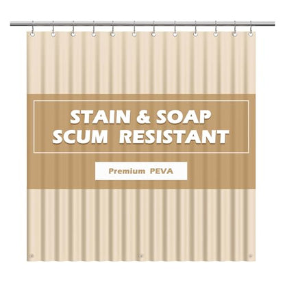 EHZNZIE Beige Shower Curtain Liner 72x72, PEVA Waterproof Bath Curtain, No Chemical Smell, 3 Weighted Magnets, Durable with Rustproof Metal Grommets - color: Beige, size: 72"W x 72"L (Pack of 1)