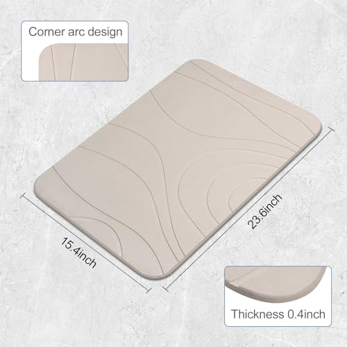 Stone Bath Mat, 2 Pack Diatomaceous Earth Shower Mat, Non-Slip Super Absorbent Quick Drying Bathroom Floor Mat, 24x15, Greyish White - color: Greyish White