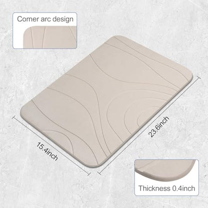 Stone Bath Mat, 2 Pack Diatomaceous Earth Shower Mat, Non-Slip Super Absorbent Quick Drying Bathroom Floor Mat, 24x15, Greyish White - color: Greyish White