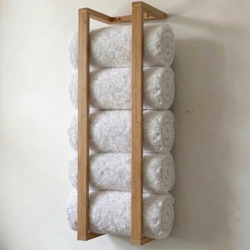 Bamboo Towel Racks - Vertical Wood Towel Rack Bamboo Bathroom Accessories, Storage, Wall Towel Rack for Rolled Towels for Bathroom Furniture, Spa Furniture and Decor - color: Natural Bamboo, size: X-Large