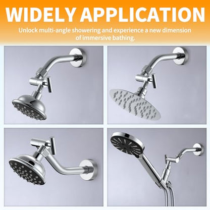 All Metal Shower Head Elbow Adapter - Chrome | Adjustable Shower Head Extension Adapter Shower Arm Extension Connector for Showerhead, Wall Mounted - color: Chrome