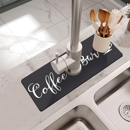 Kitchen Sink Splash Guard Faucet Mat -1 PC Super Absorbent Fast Drying Mat Sink Gadgets-Splash Guard Behind Faucet Drip Catcher for Kitchen, Bathroom,Sink Mat, Dish Drying Mat, Bathroom(15" X 5.5" ) - color: Gray