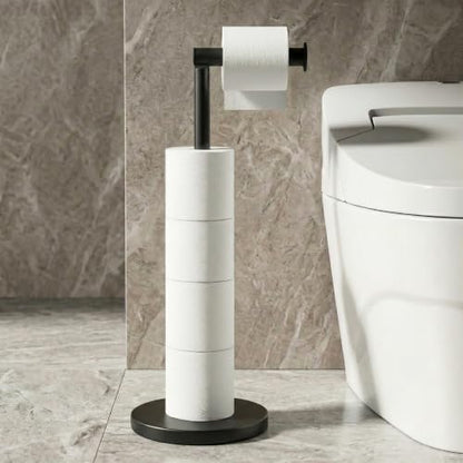 Cesun Free Standing Toilet Paper Holder Stand with Weighted Base, Black | SUS304 Rustproof Steel | Thick Non-Slip Base | Swivel Pivot Design | Slim Footprint | Holds 5 Rolls - color: Black