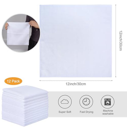 Microfiber Cleaning Cloth Kitchen Dish Cloths 12x12In 12 Pack White | Super Absorbent, No Streak, Dish Rags, Lens, Cloths - color: White