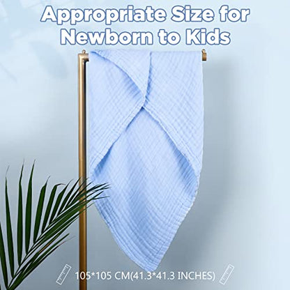 Baby Bath Towels, Super Soft Cotton Receiving Blanket for Baby's Delicate Skin,2Pack Swaddle Blanket for Newborns Toddlers Boy Girl,Baby Registry as Shower (White+Blue) - color: White+blue