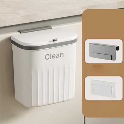 8.5L Wall Mounted Kitchen Trash Can Large Capacity Kitchen Garbage Cans with Lid Hanging Trash Bin for Bathroom Decor