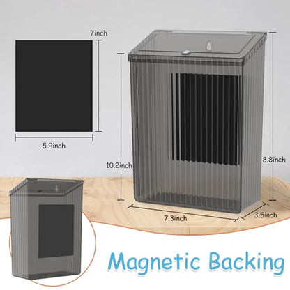 Sealegend Magnetic Trash Can with Lid, Space Saving Lint Bin Black | Wastebasket for Kitchen, Refrigerator, Cabinet, Bathroom & Laundry Room - color: Black