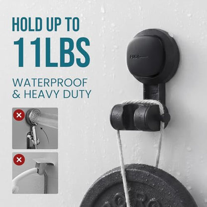 TAILI Shower Head Holder Suction,Visible Safety,with Hooks,Black | height angle adjustable,handheld shower wand bracket,no-drill removable waterproof,plastic,wall mounted,universal,kids,pets - color: Black& Red, size: Round