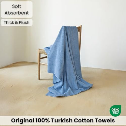 SALBAKOS Luxury 100% Turkish Cotton Bath Sheet 40x80 inch (1-Piece, Blue) | Extra Large Jumbo Oversized Bathroom and Beach Towel, Super Soft Highly Absorbent Thick Premium Hotel Quality, Made in Turkey - color: Blue, size: Jumbo Bath Sheet