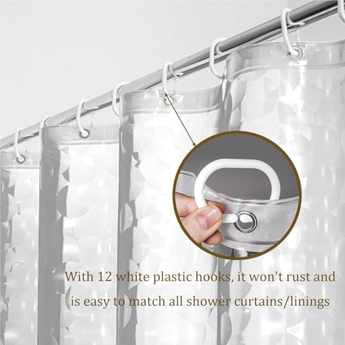 Clear Shower Curtain Liner – Waterproof EVA Plastic Shower Liner with Rustproof Metal Grommets and 12 Heavy Duty Hooks – Heavyweight Stall Shower Curtain for Bathroom(78.7" L X 70.8" W) - size: 78.7"L X 70.8"W