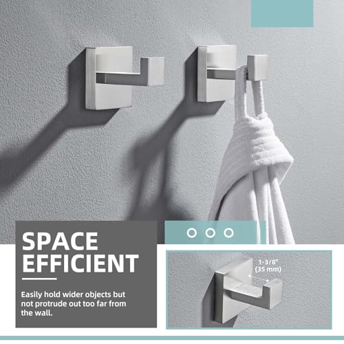 Angle Simple Bathroom Towel Hooks, Robe Coat Hooks, Brushed Nickel, 2 Pack | SUS304 Stainless Steel Shower Bath Towel Holder, Bathrobe Hanger Screw Wall Mount - color: Brushed Nickel, size: 2 Pack