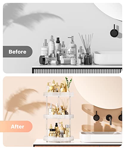 3 Tier Lazy Susan Bathroom Countertop Organizer, 360° Clear Rotating Makeup Cosmetic Perfume Storage Tray, Spinning Vanity Organizer Shelf for Bathroom Cabinet, Dresser, Kitchen(Large) - size: 3 Tier / 10.6Inch