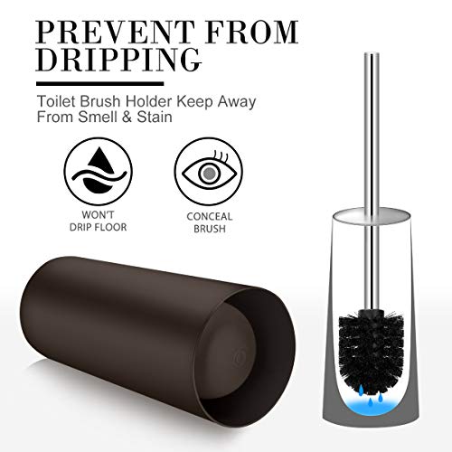 Toilet Brush and Holder, 2 Pack Toilet Brush with 304 Stainless Steel Long Handle, Toilet Bowl Brush for Bathroom Toilet-Ergonomic, Elegant,Durable (Bronze) - color: Bronze