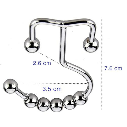 2lbDepot Shower Curtain Rings Hooks - Chrome Finish - Premium 18/8 Stainless Steel - Double Hooks with Easy Glide Rollers Rust Resistant Metal Hook, Six Finishes Available - Set of 12 for Shower Rods - color: Polished Chrome