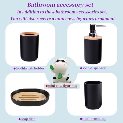 Black Bathroom Accessories Sets Complete Toothbrush Holder Black Soap Dispenser Toothbrush Cup Soap Dish Rustic Farmhouse Bathroom Accessories Decor Essentials Bathroom Kit（Black）, ystz-001 - size: black