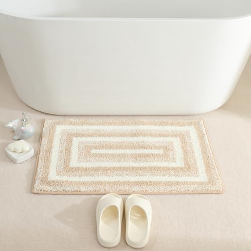 Rugs Non-Slip Washable, Extra Soft Absorbent Bath Rug, Machine Washable Bathroom Mat, Thick Bath Mat for Tub, Shower, Bathroom, Brown, 20"x31" - color: Brown